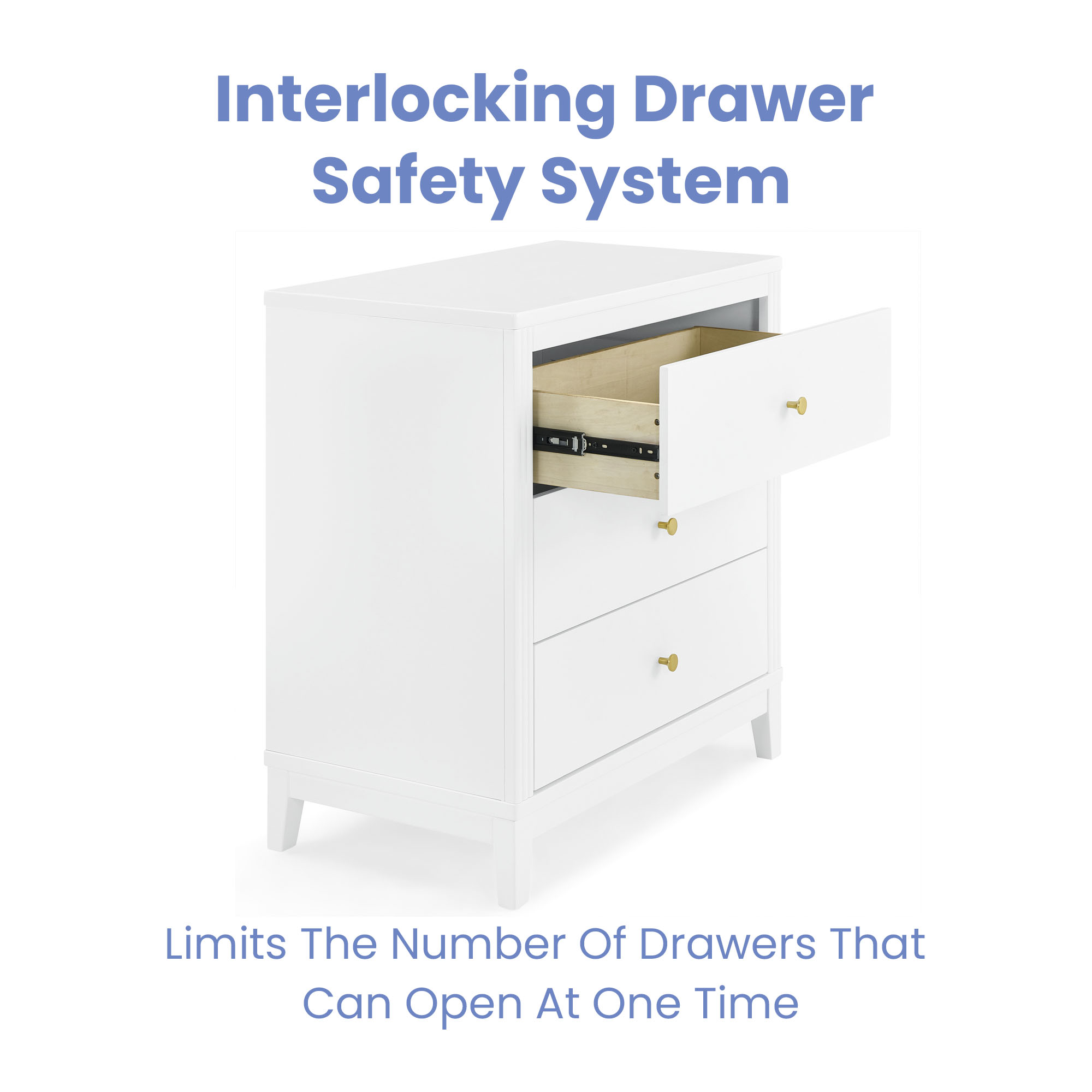 Eloise 3 Drawer Dresser with Changing Top and Interlocking